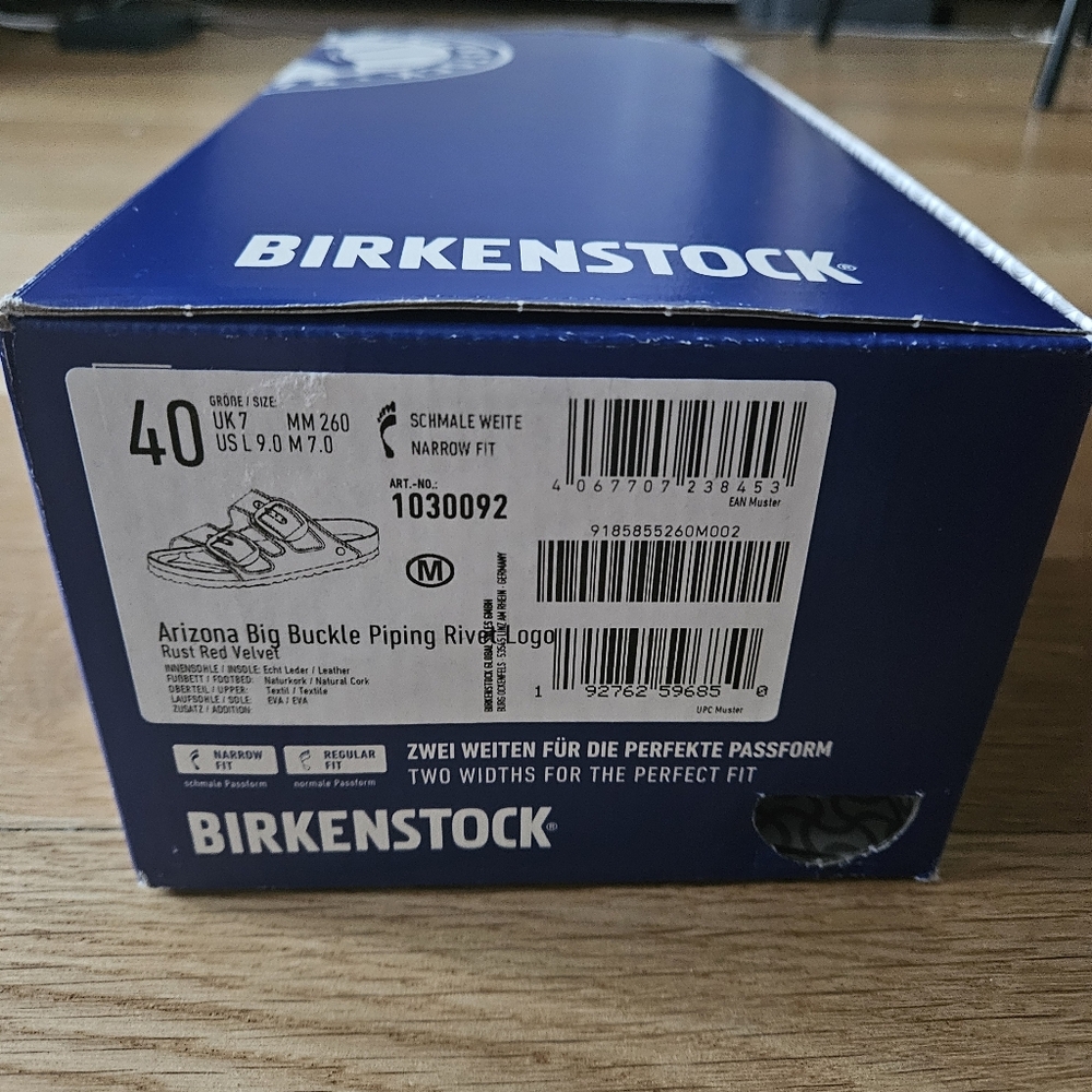 NWT! Birkenstock Arizona Big Buckle Piping Rivet Maroon Velvet Women's 9 EU 40 - Picture 4 of 4